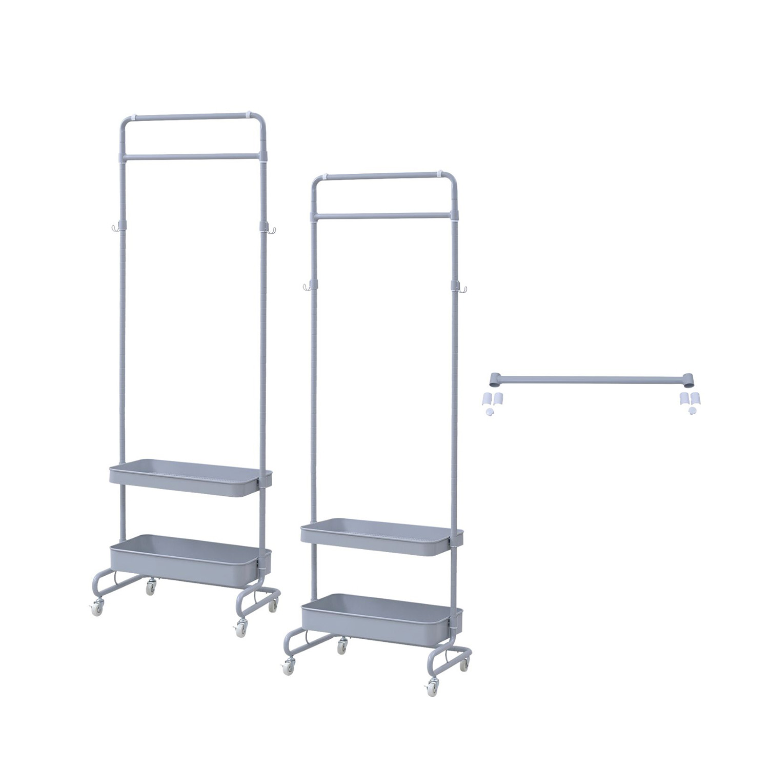 山善（YAMAZEN） ハンガーラック 2段 トローリーハンガー 2台+ハンガー