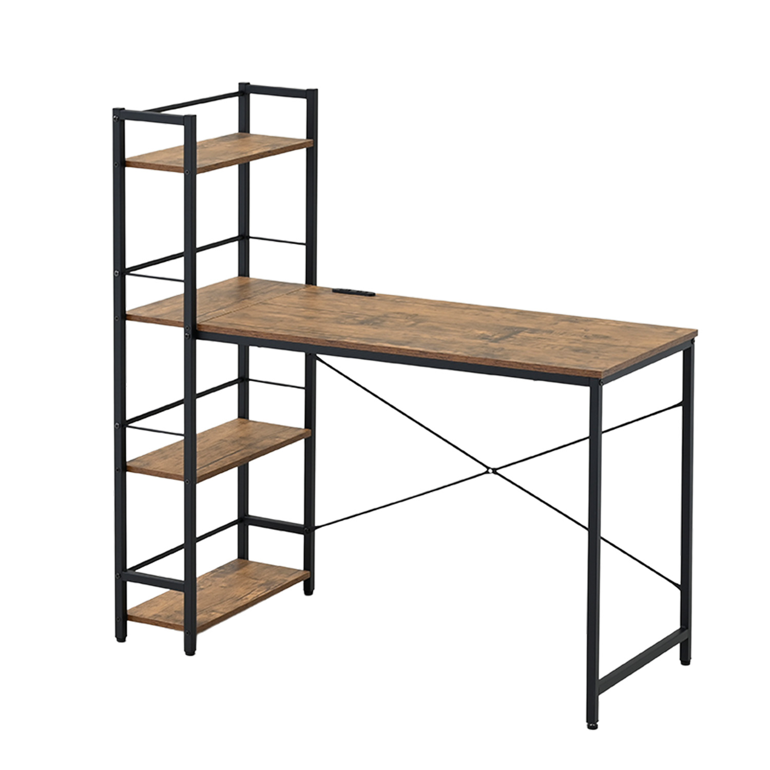 sj198 山善 YAMAZEN デスク ラック付きデスク ブラウン 山善（YAMAZEN） デスク 机 ラック付き 耐荷重60kg 左右レイアウト可能