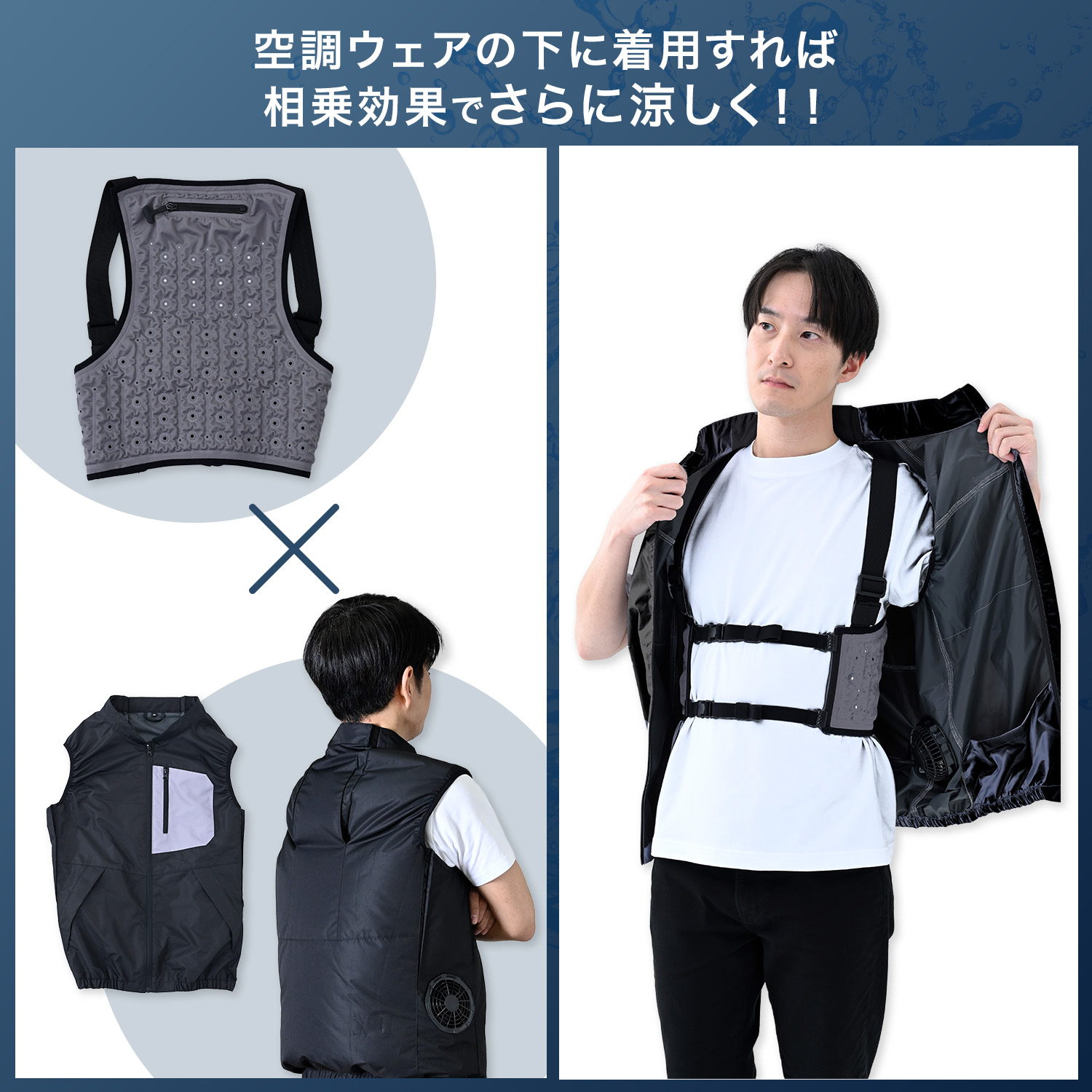 山善（YAMAZEN） 気化熱 水冷式ベスト 冷却ベスト 水だけ ミズフィット
