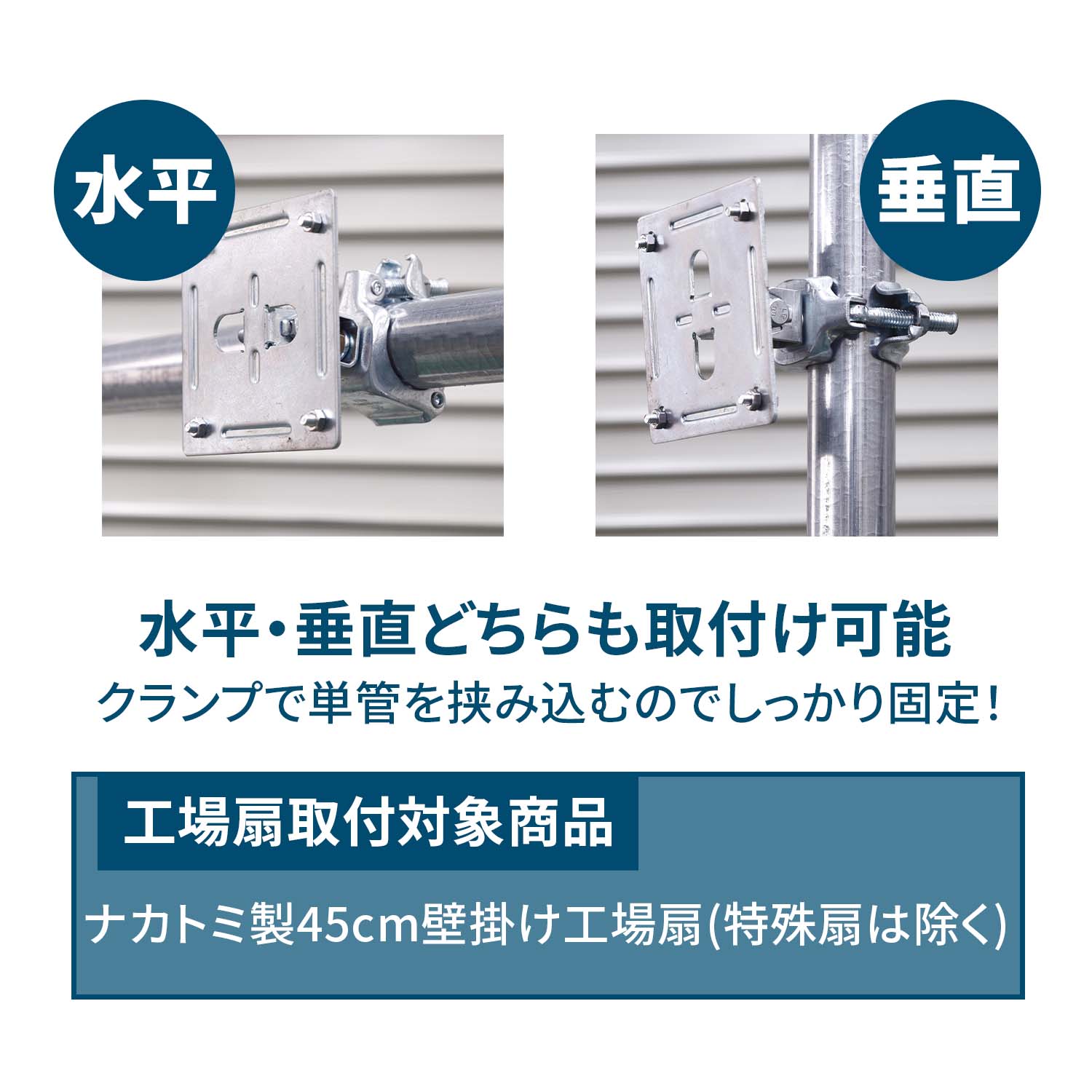 ナカトミ 工場扇 45cm 壁掛け式工場扇 単管クランプセットTZW-45P WFC