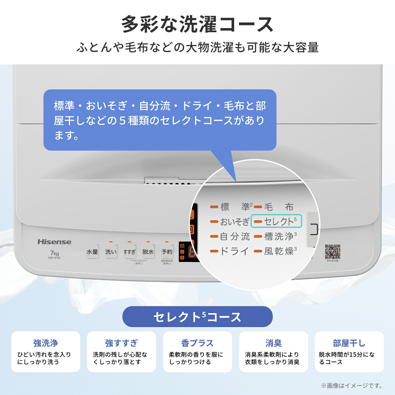 ハイセンス（HISENSE） 洗濯機 7.0kg 縦型 全自動洗濯機 HW-K70L 最短