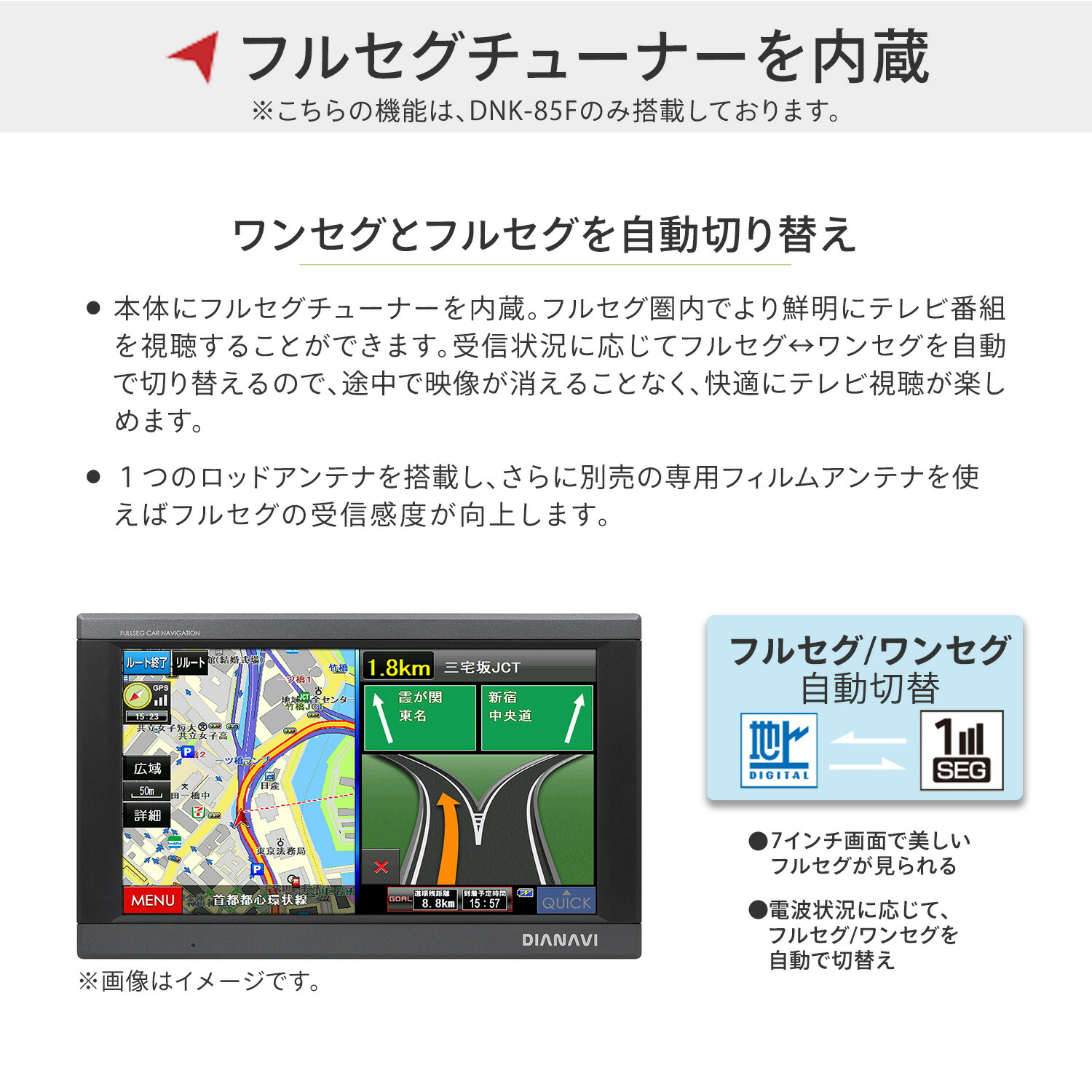 DIANAVI カーナビゲーション 7インチ フルセグ DNK-85F 2025年度版地図