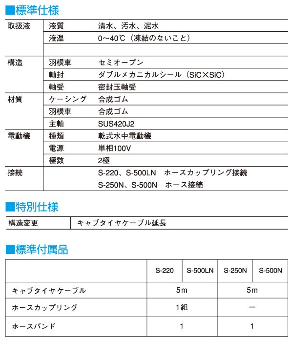 未使用品　テラダ 土木用水中ポンプ スーパーエース S-500N 50Hz S-500N HOSESET 50HZ スーパーエース水中ポンプホースセット