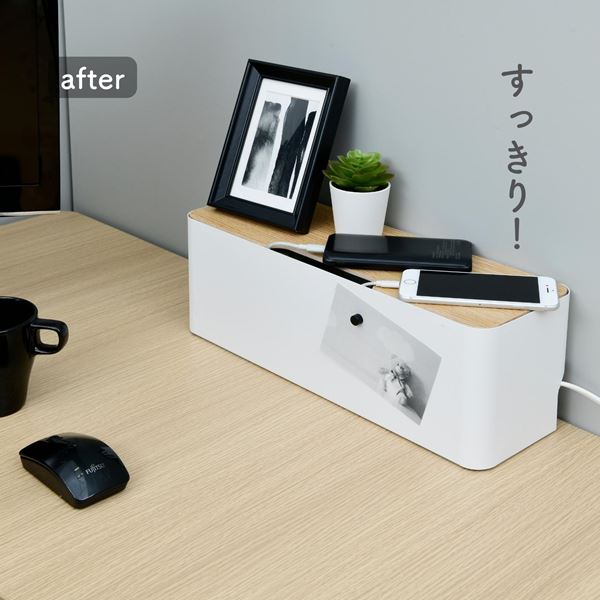 山善（YAMAZEN） ケーブルボックス 幅40 奥行13.5 高さ14cm NRCB-14