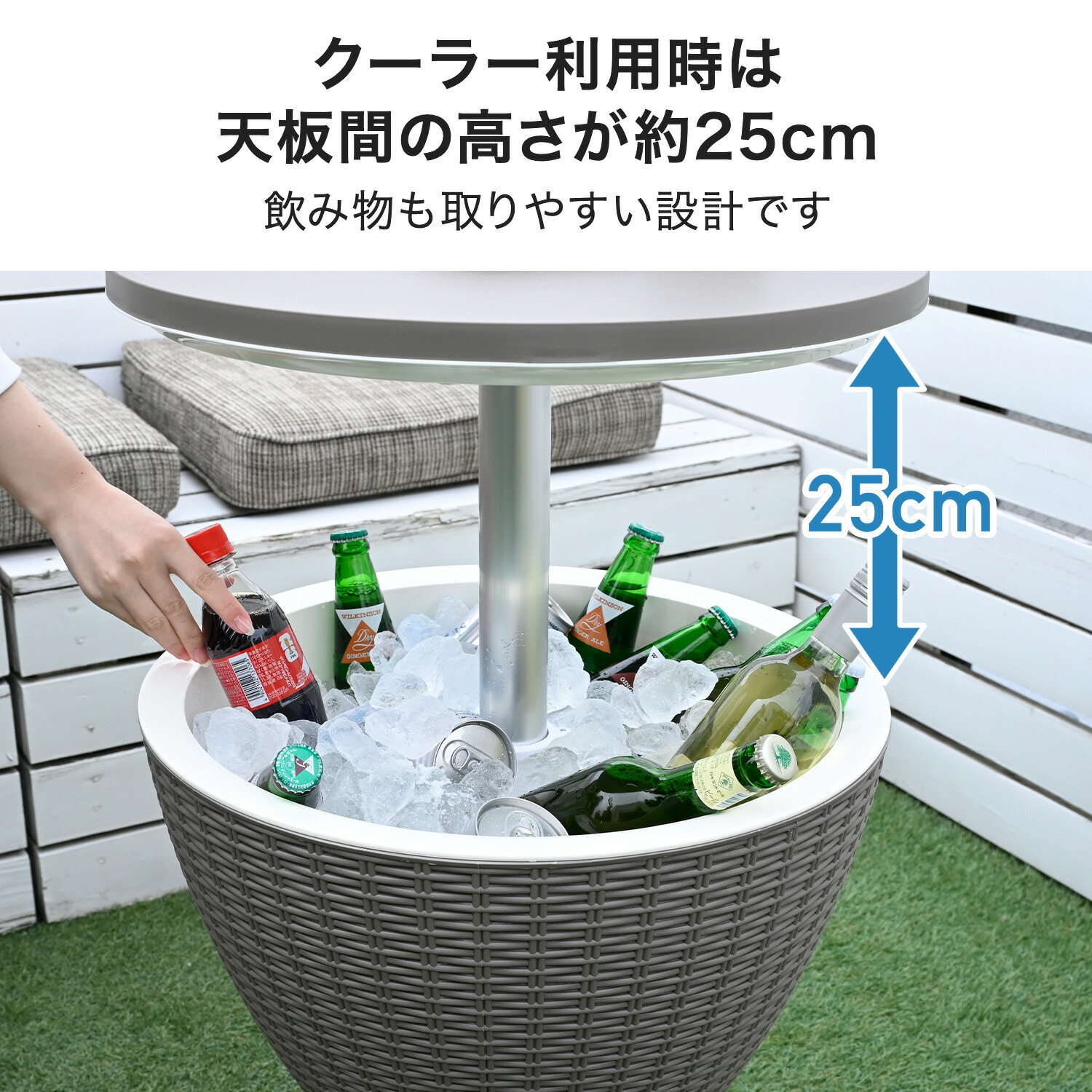 山善（YAMAZEN） クーラーバーテーブル サイドテーブル アウトドア