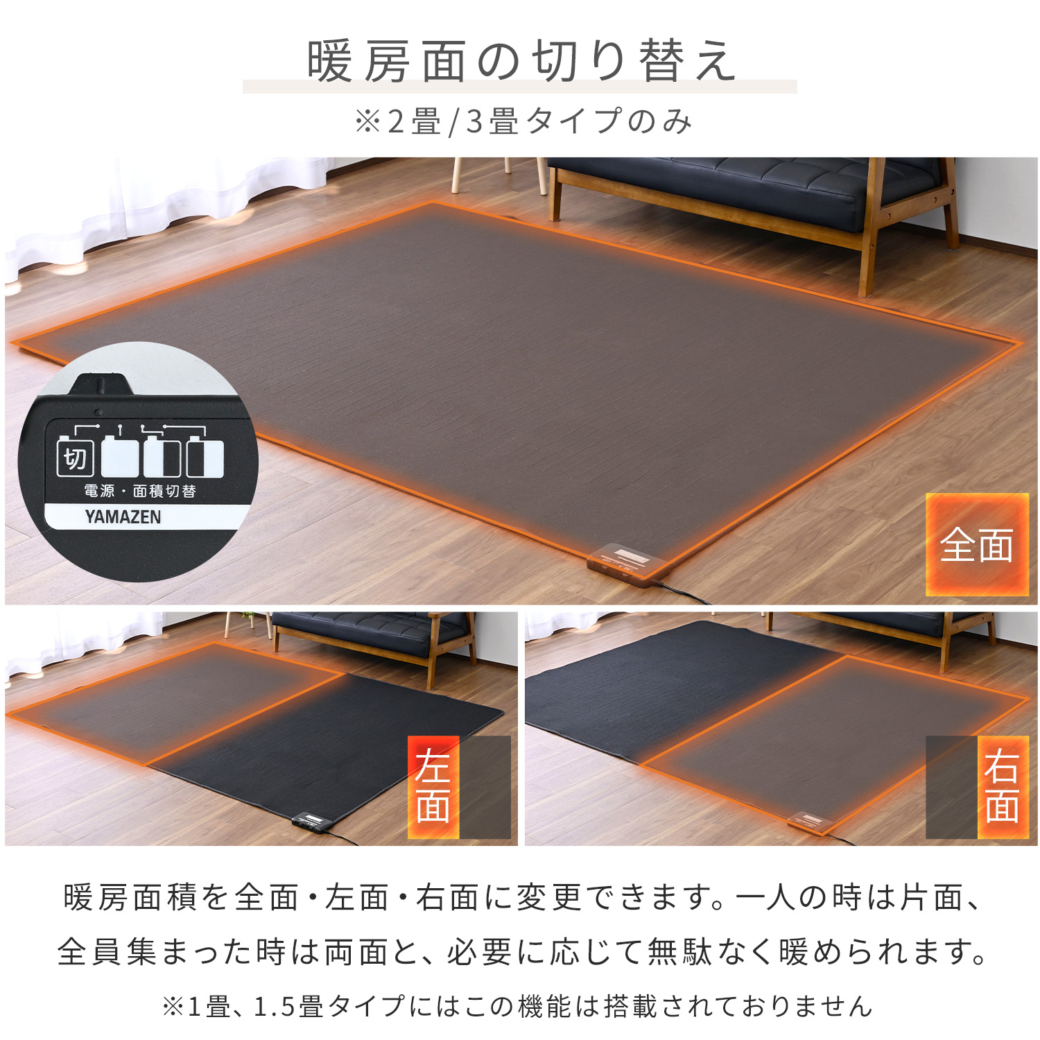 ホットカーペット 2畳 本体 170×170 節電 節約 山善 YAMAZEN ほかピタ