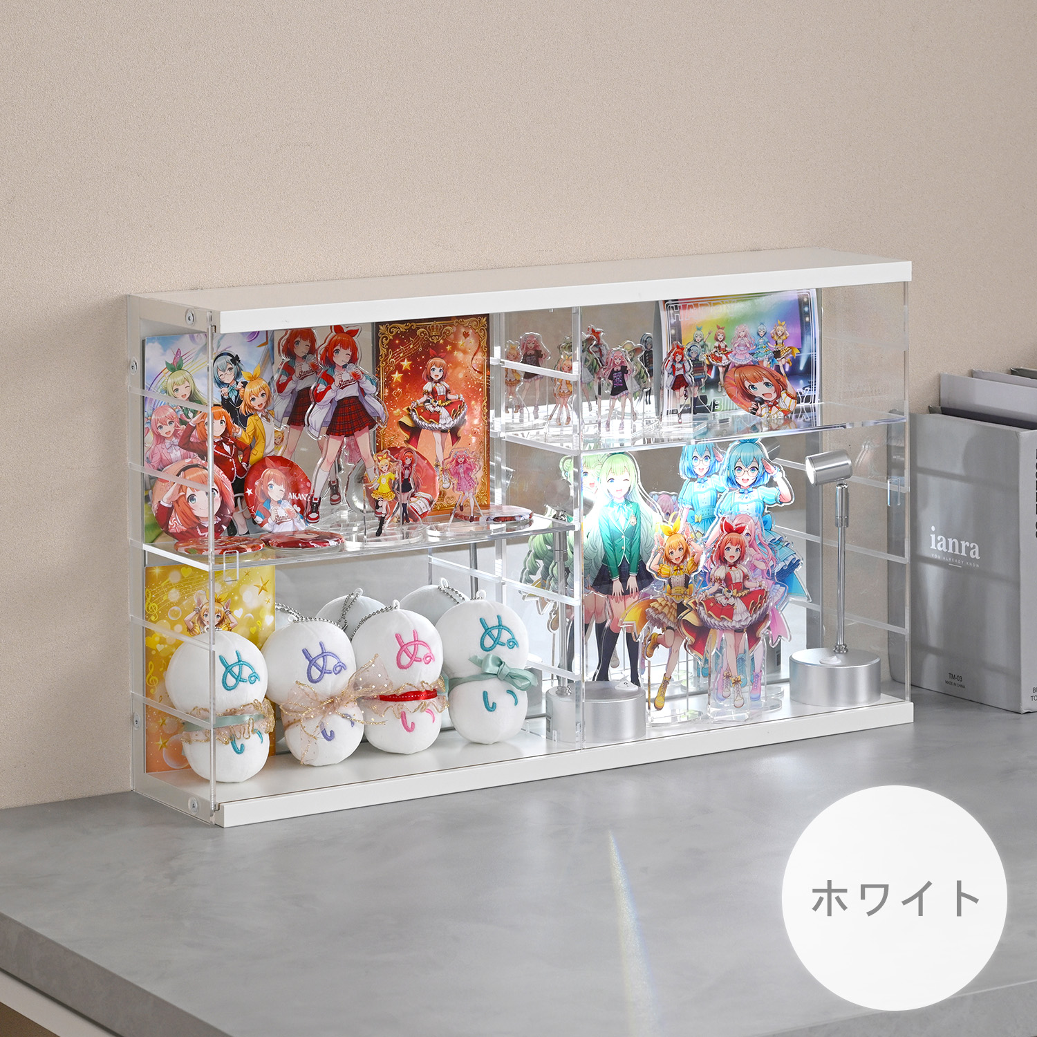 山善（YAMAZEN） コレクションケース 扉付き 幅59 奥行13cm 横長