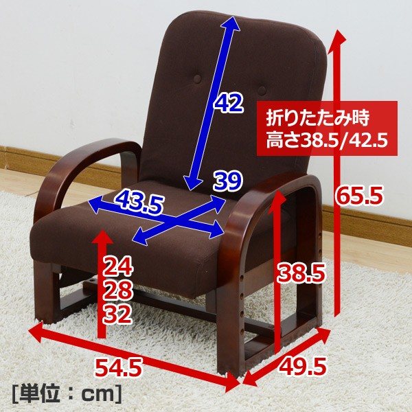 立ち上がりラクラク リクライニング 座椅子 CTZ-55(DBR) ダーク