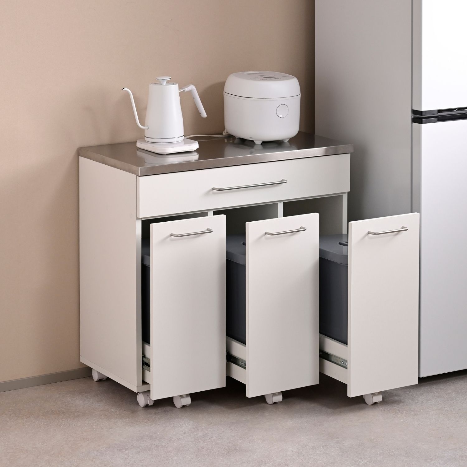 山善（YAMAZEN） ゴミ箱 3分別 キッチンカウンター キャスター付き