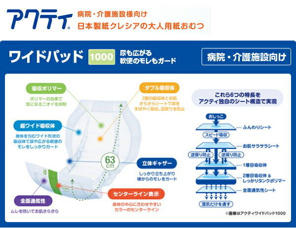 春夏新作モデル アクティ ワイドパッド1000(吸収量1000cc)30 【業務用】アクティ 在宅介護看護