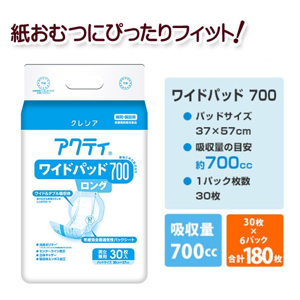 日本製紙クレシア 業務用 アクティ ワイドパッド700 ロング(吸収量
