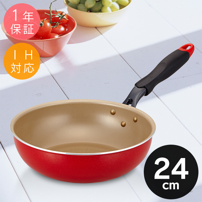 売れ筋がひ新作！ 最新入荷 あすつく対応 evercook エバークック 炒めフライパン 24cm EFPDN24RD ガス火 IH対応 レッド 長持ち 焦げ付かない 深型 kentaro.sakura.ne.jp kentaro.sakura.ne.jp