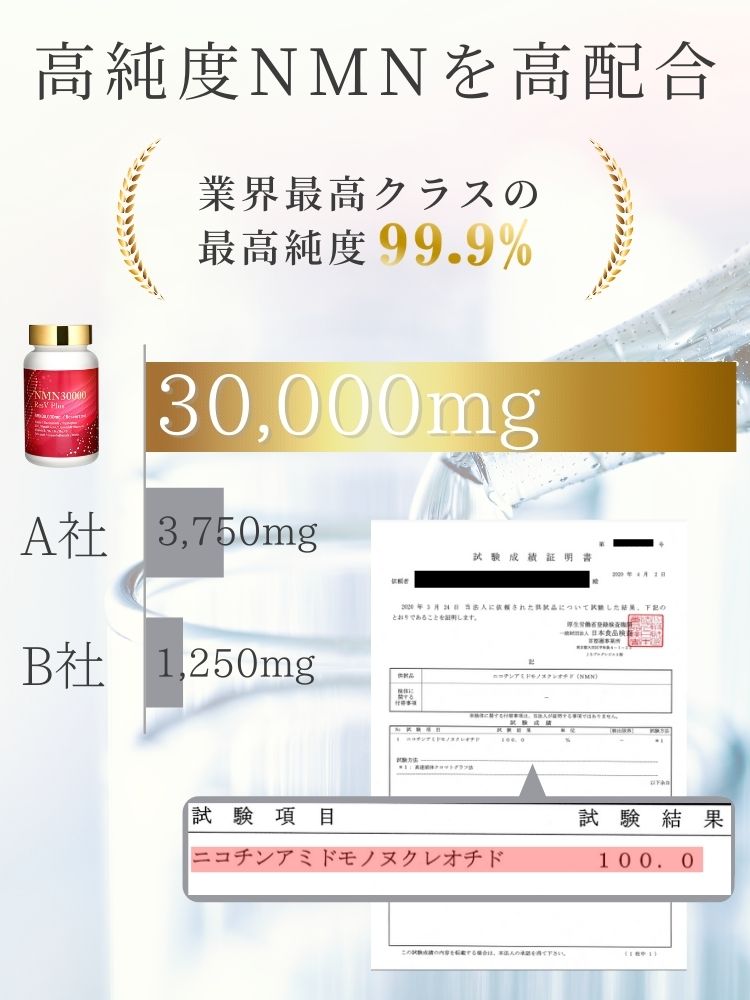 未使用 公式 NMN サプリメント 30000mg 最高純度99.9%以上 レスベラ