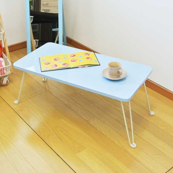 ローテーブル ブルー 折りたたみテーブル おしゃれ 80cm 安い 訳あり 