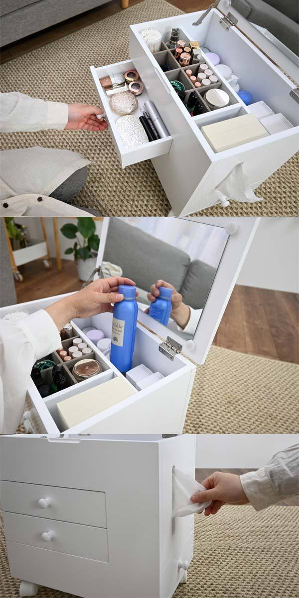 メイクワゴン ロータイプ コスメボックス メイクボックス 収納ボックス