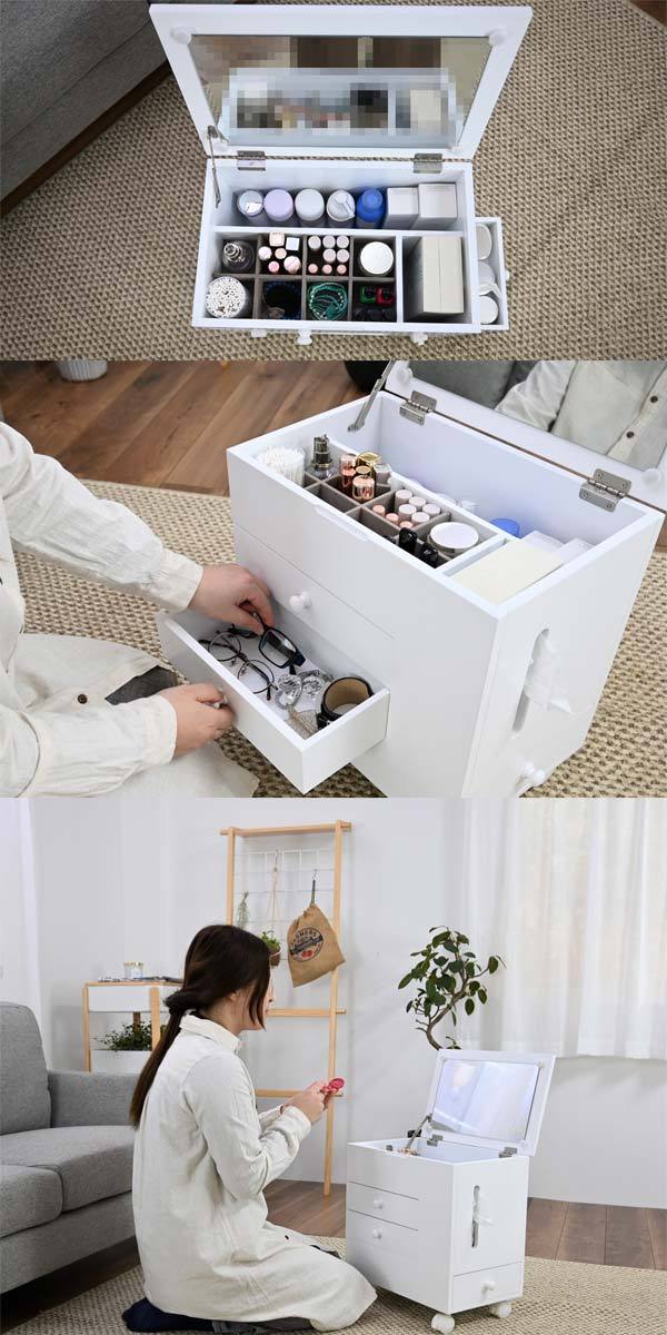 メイクワゴン ロータイプ コスメボックス メイクボックス 収納ボックス