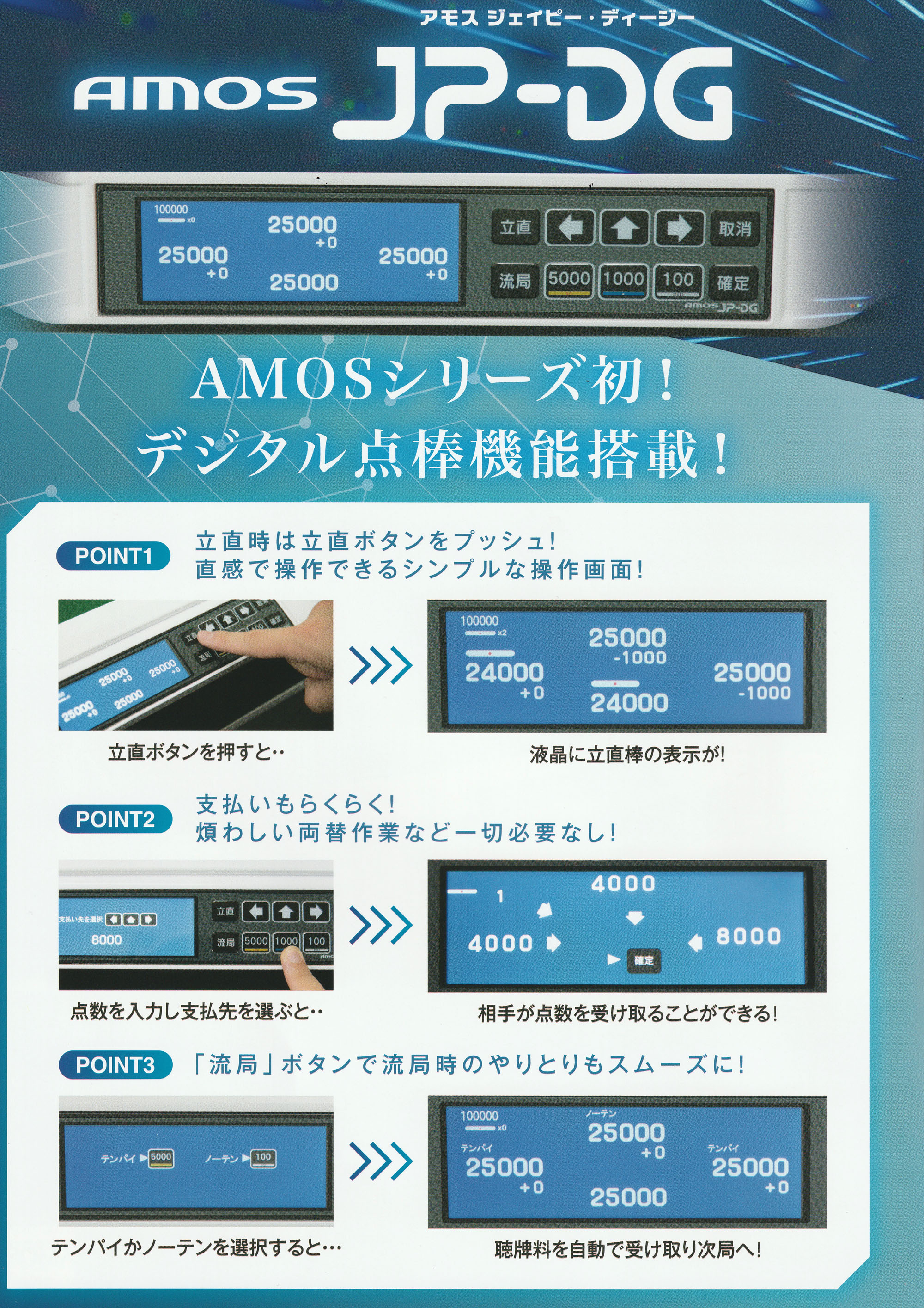 全自動麻雀卓アモスジェイピー・ディージー（AMOS JP-DG）☆デジタル点