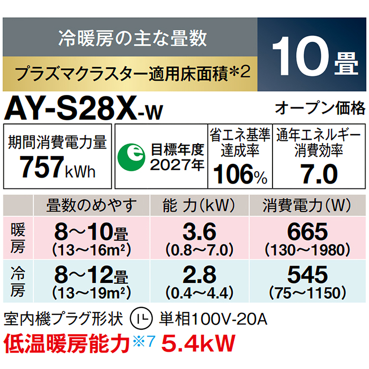 エアコン おもに10畳 シャープ Xシリーズ 2024年モデル エコ自動運転 フィルター自動お掃除 プラズマクラスターNEXT 単相100V AY -S28X-W : ay-s28x-w : イーマックスジャパン - 通販 - Yahoo!ショッピング