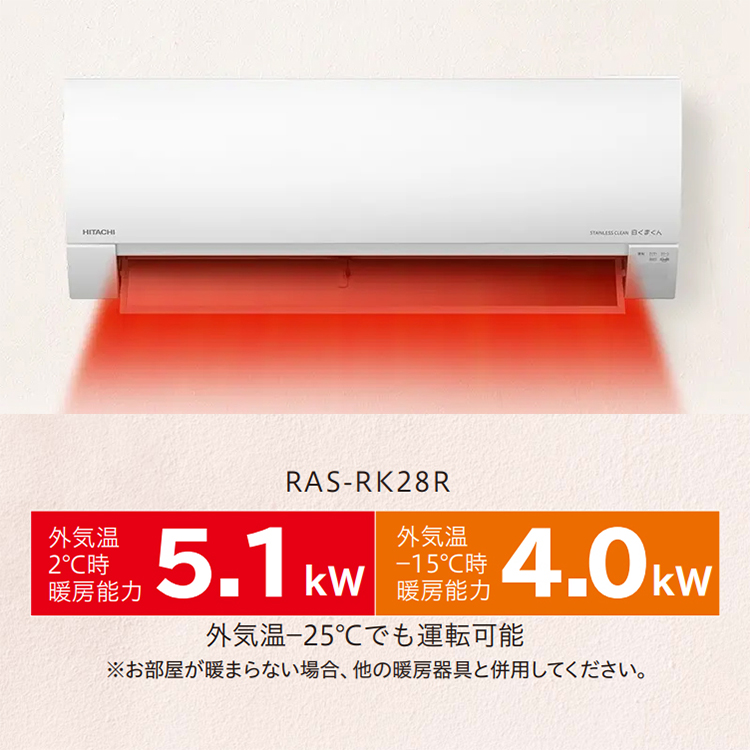 メガ暖 白くまくん エアコン おもに6畳 日立 2024年モデル RKシリーズ