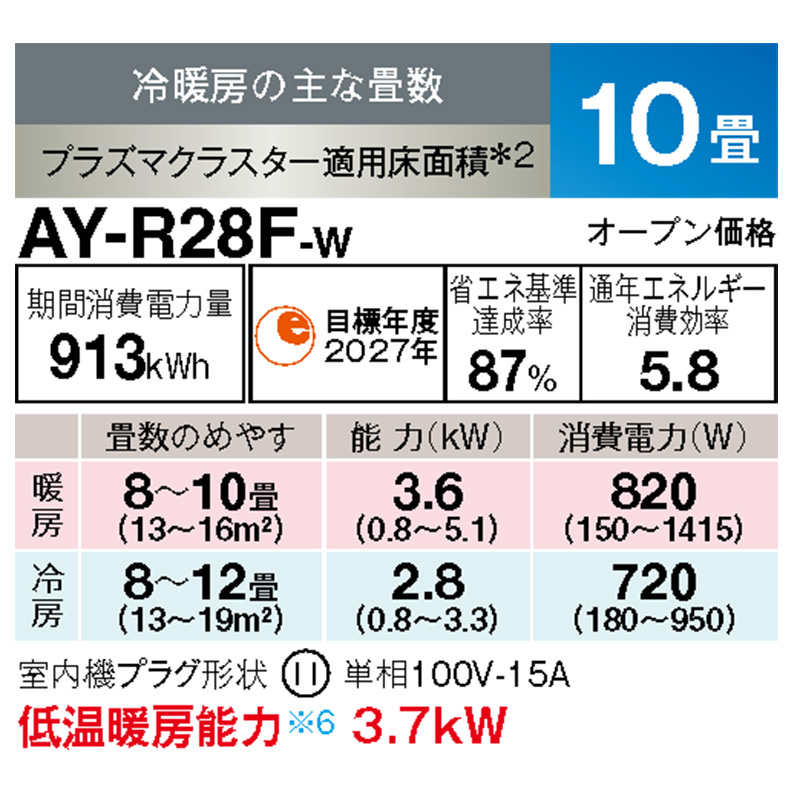 AY-R28F-W-SET 標準取付工事費込 シャープ エアコン 主に10畳 R-Fシリーズ ホワイト ルームエアコン 脱臭 除湿 内部乾燥 清潔 壁掛け 2023年 モデル｜e-maxjapan｜02