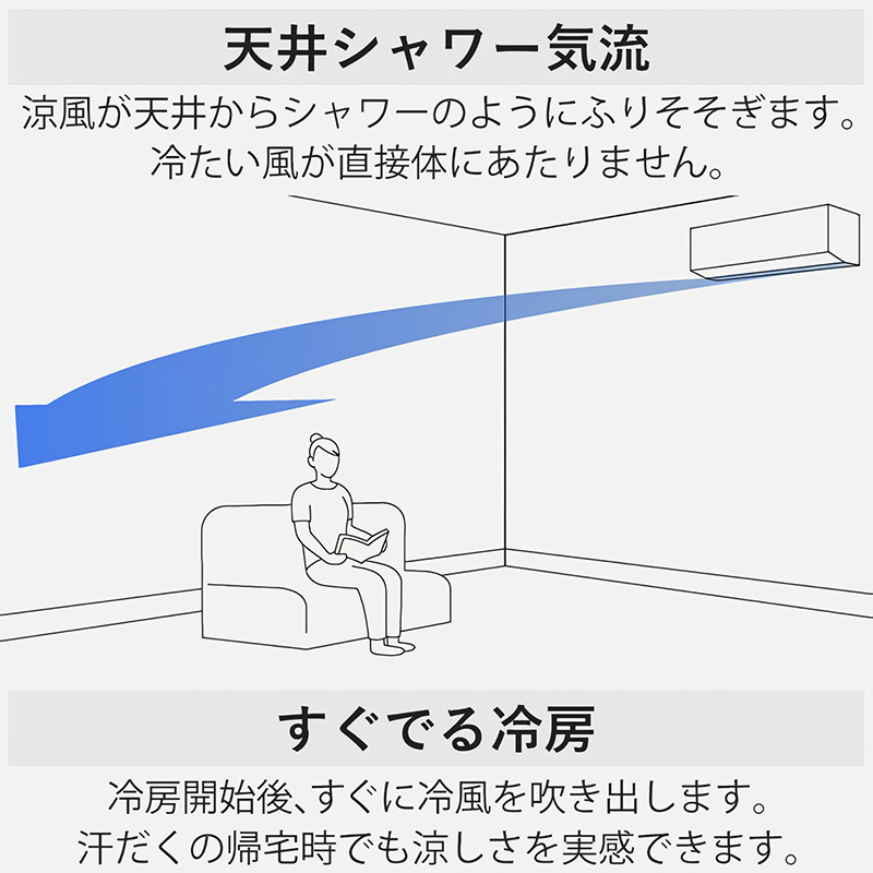 エアコン 主に14畳 パナソニック エオリア 2025年モデル Jシリーズ クリスタルホワイト 清潔 除湿 単相200V CS-405DJ2-W | エオリア | 05