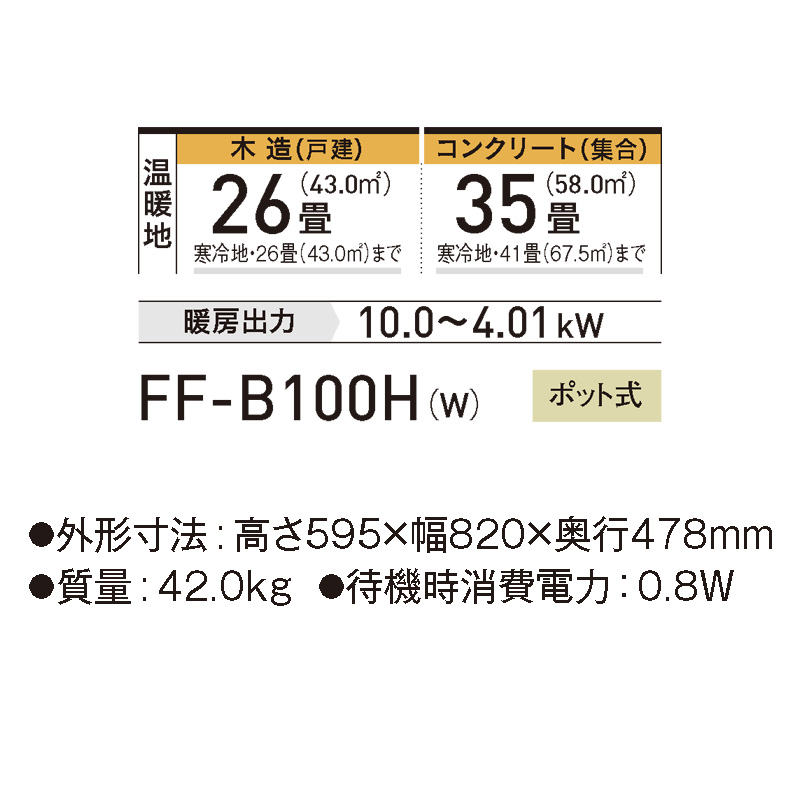 FF-B100H-W コロナ FF式 FF温風タイプ フロスティホワイト ヒーター・ストーブ 寒冷地用大型ストーブ ビルトインタイプ 2023年 モデル｜e-maxjapan｜02