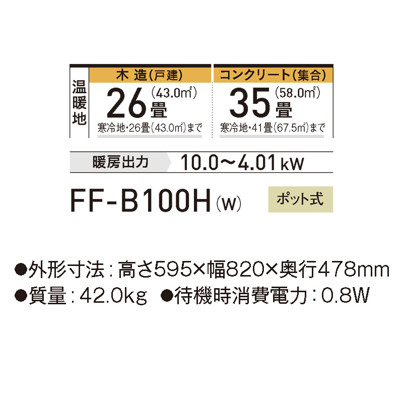 FF-B100H-W コロナ FF式 FF温風タイプ フロスティホワイト ヒーター