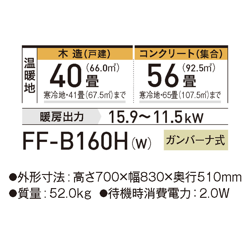 FF B160H W コロナ FF式 FF温風タイプ フロスティホワイト ヒーター・ストーブ 寒冷地用大型ストーブ ビルトインタイプ 2023年 モデル :FF B160H W:イーマックスジャパン