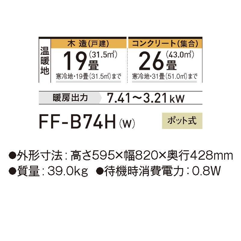 FF-B74H-W コロナ FF式 FF温風タイプ フロスティホワイト ヒーター・ストーブ 寒冷地用大型ストーブ ビルトインタイプ 2023年 モデル｜e-maxjapan｜02