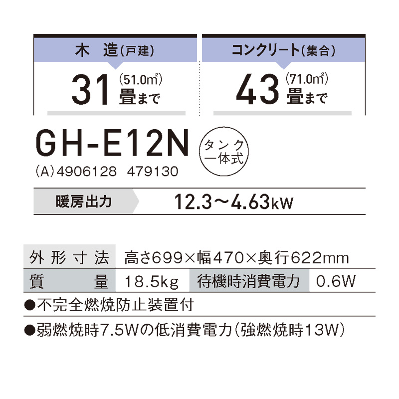 GH-E12N-A コロナ 石油ストーブ ブルーバーナ ブルーメタリック ヒーター・ストーブ 2023年 モデル｜e-maxjapan｜02