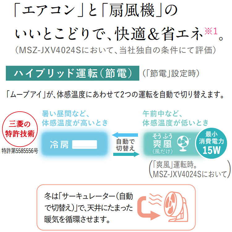 霧ヶ峰 エアコン おもに12畳 三菱電機 JXVシリーズ 2024年モデル