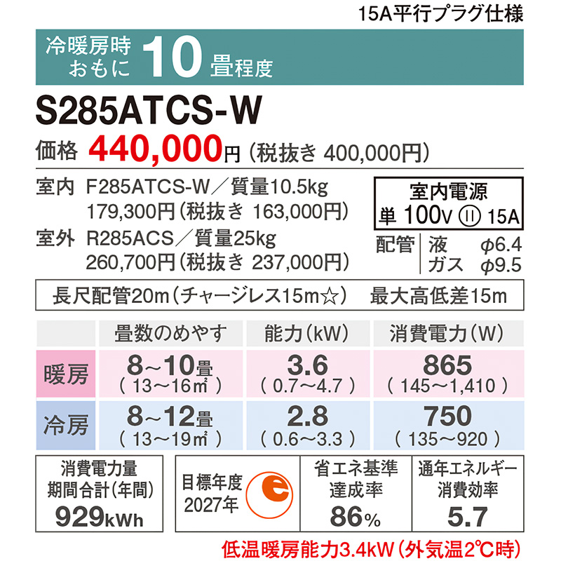 東京 神奈川地域限定 標準取付工事費込 エアコン同配 主に10畳
