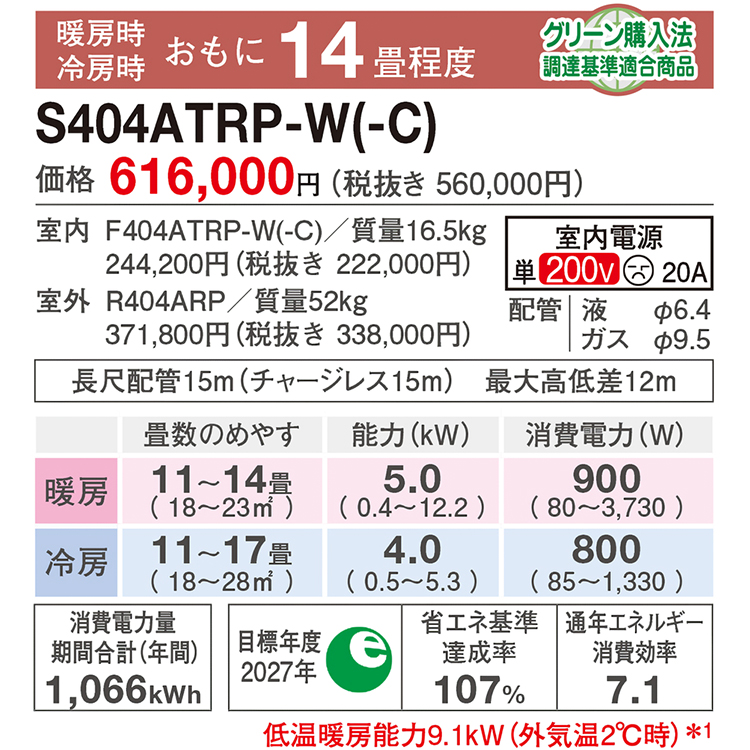 2024年　ダイキン4.0k 14畳　200v うるさらX エアコン おもに14畳 ダイキン 2024年 モデル RXシリーズ