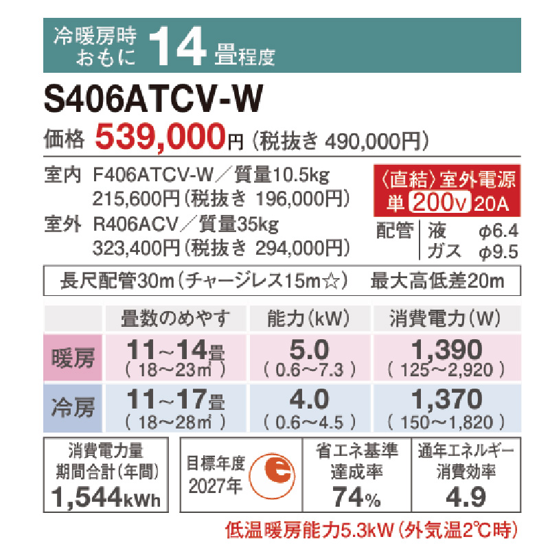 エアコン 14畳用 ダイキン 2026年モデル CXシリーズ ホワイト クーラー