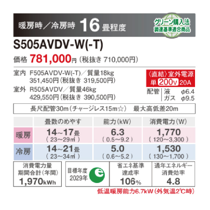 スゴ暖 エアコン 16畳用 ダイキン 2025年モデル VDシリーズ ホワイト