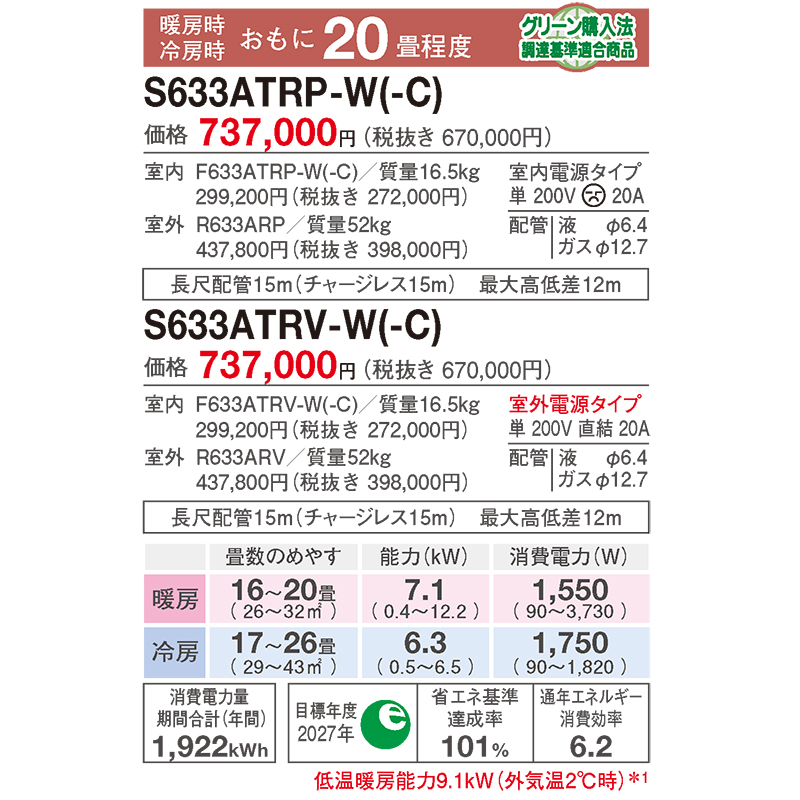 S633ATRV-CE 室外機耐塩害仕様 潮風を受けやすい地域にお住まいの方 ダイキン エアコン 主に20畳 RXシリーズ うるさらX ベージュ DAIKIN 2023年｜e-maxjapan｜02