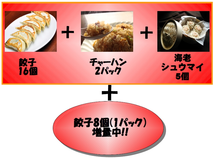 みんみん商品2 餃子24個 チャーハン2パック 海老焼売5個 ぎょうざ ギョーザ
