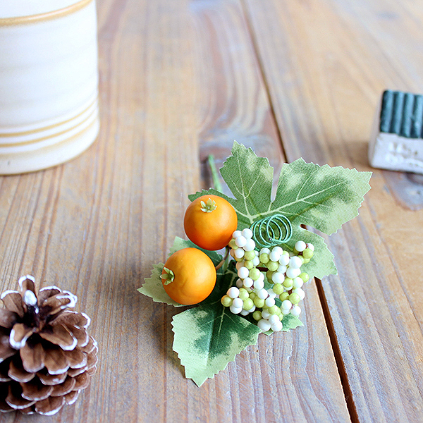 ミニオレンジピック 造花 インテリア フルーツ 果物 オレンジ