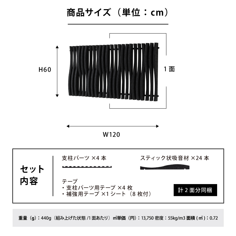 【バラ売り可】DIY用　吸音材・防音材セット　シアタールーム/録音ブースに ゲーミング吸音材OTTO PLAY ウェイブ 24本セット ゲーミングルーム