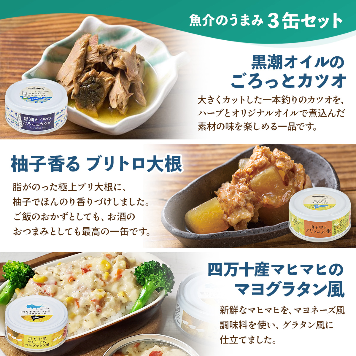 お中元 2026 缶詰 おつまみ セット から 選べる 魚 魚介 肉 3缶 黒潮町