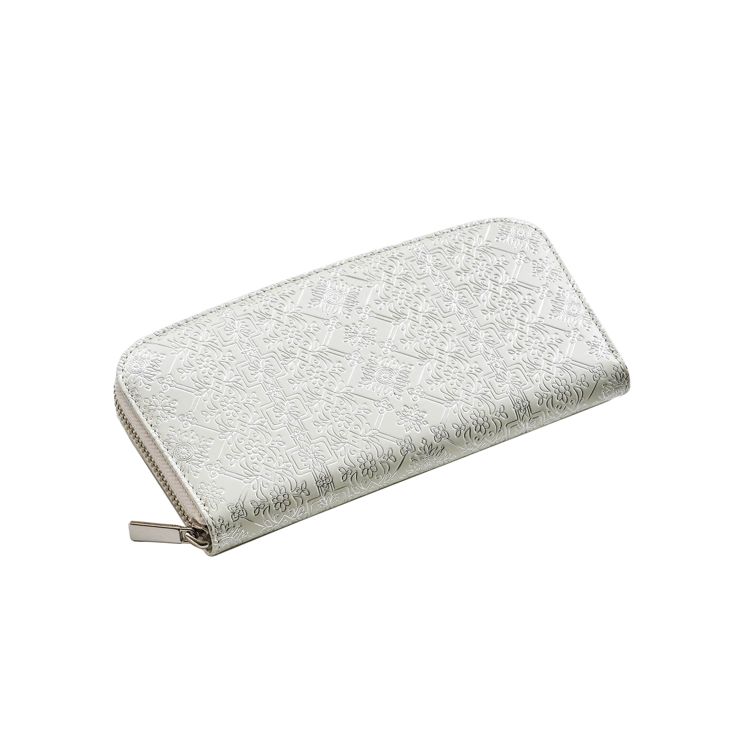 友禅文庫 ラウンドファスナー長財布 長財布 日本製 手作業 花柄 白