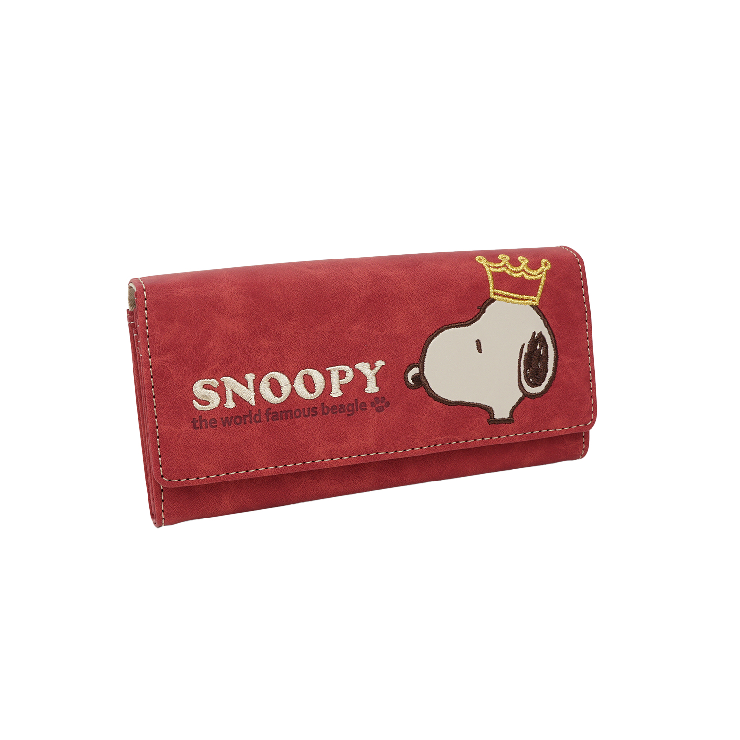 SNOOPY スヌーピー 財布 長財布 フラップタイプ かぶせ 刺繍