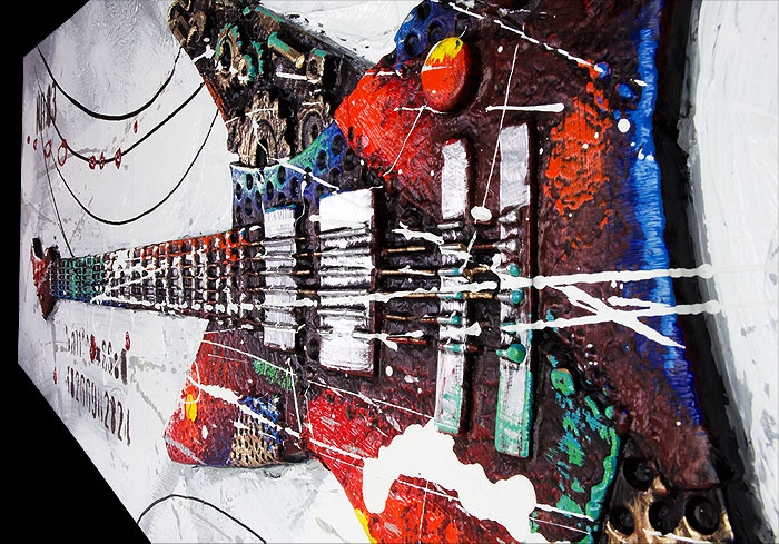 壁掛け 3D立体 ギター ウォールアート アイアンペイント キャンバス製 