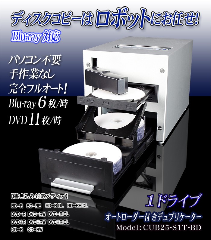 オートローダー付きデュプリケーター【CUB25-S2T】DVD2ドライブ PC操作不要でDVDコピー