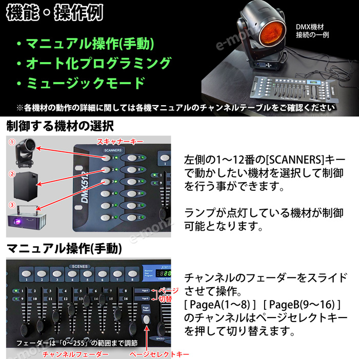 業務用 DMXコントローラー 最大192ch制御 照明 DMX512 標準規格 調光