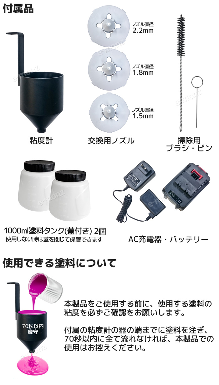 スプレーガン 充電式 電動 塗装 吹き付け式 18Vバッテリー 大 スプレーガン 充電式 電動 塗装 吹き付け式 18Vバッテリー 大