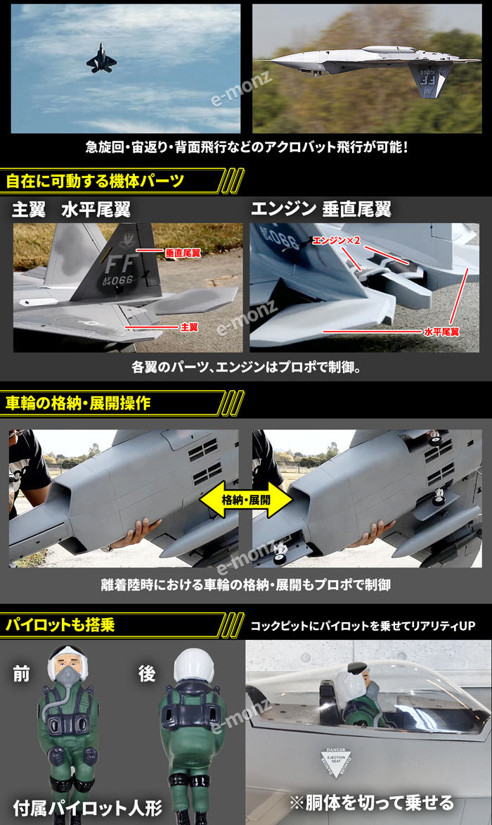 ビッグスケール 戦闘機 ラジコン【 F-22 】ラプター ステルス アメリカ空軍 2.4Ghz RTFキット 塗装済み EPS RC おもちゃ 飛行機  大型