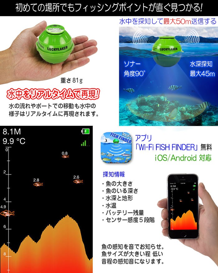 魚群探知で大物ねらい【Wi-Fi対応 魚群探知機】