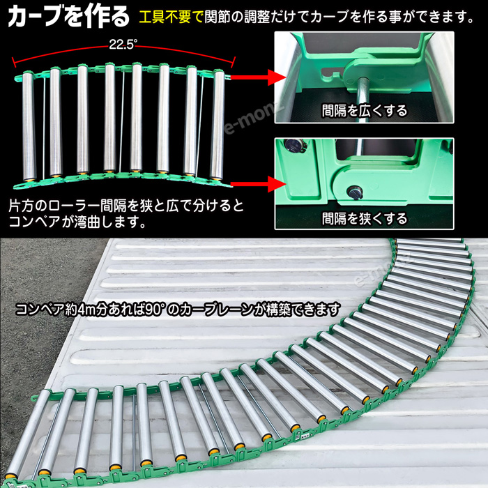 ローラーコンベア 【 連結丸 フレックス 】 特許取得済 アルミ 1m 連結式 ロール収納 カーブ 荷物 荷役 運搬 搬送 荷積み 荷下ろし 輸送  倉庫 物流 建設 : rollerflex : eモンズ Yahoo!店 - 通販 - Yahoo!ショッピング