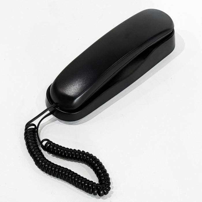 電源不要 固定電話機【 スリム型 】 ブラック 壁掛け対応 電話機